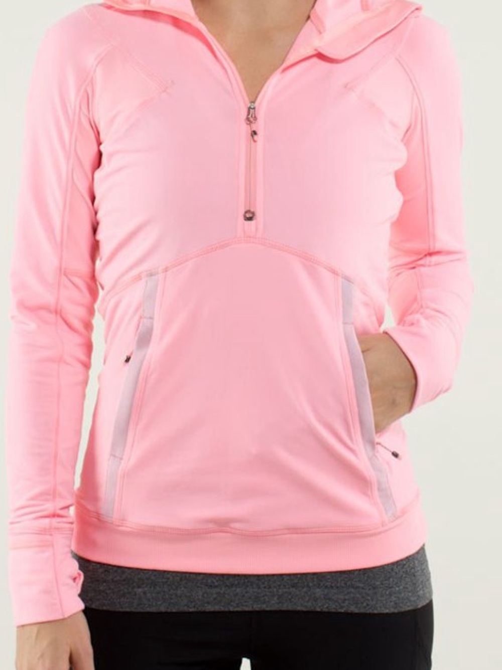 Lululemon Winter Sprinter Hoodie Bleached Coral Half Zip Running Jacket - Size 2